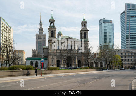 Warsaw, Poland. April 2019.   A view of the facade of All Saints Church, Warsaw Stock Photo