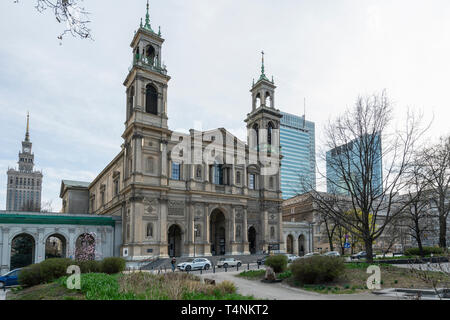 Warsaw, Poland. April 2019.   A view of the facade of All Saints Church, Warsaw Stock Photo