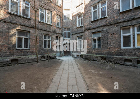 Warsaw, Poland. April 2019.   View of the old buildings courtyard Stock Photo