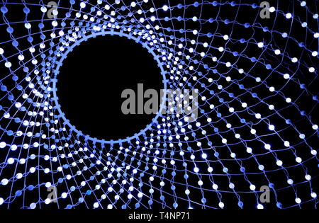 Colorful lights in a circle shaped net at the amsterdam light festival Stock Photo