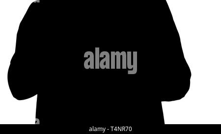 Close up. Silhouette Hands of man using tablet. Professional shot in 4K resolution. 006. You can use it e.g. in your commercial video, business, prese Stock Photo