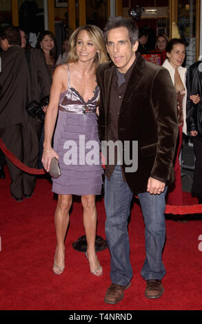 LOS ANGELES, CA. December 16, 2004:  Actor BEN STILLER & wife actress CHRISTINE TAYLOR at the Los Angeles premiere of his new movie Meet the Fockers. Stock Photo