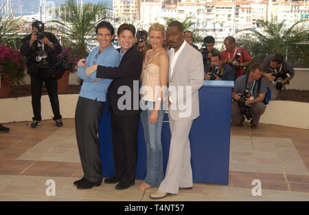 CANNES, FRANCE. May 15, 2004: ANTONIO BANDERAS (left), MIKE MYERS, CAMERON DIAZ & EDDIE MURPHY at the photocall for Shrek 2 which is in competition at the Cannes Film Festival. Stock Photo
