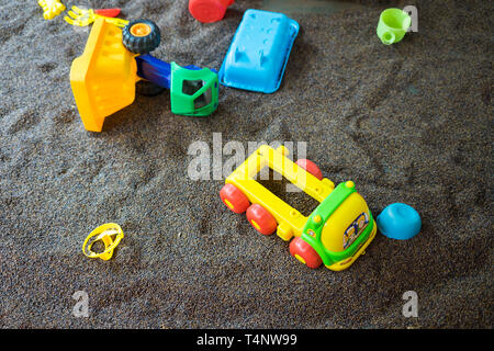 Kid colourful toys with man made safe sand from cassia tora seed Stock Photo