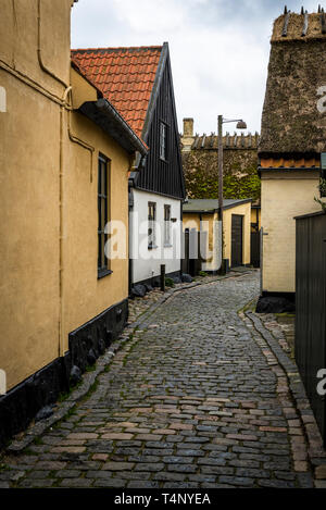 Picturesque old-fashioned houses in well preserved Dragor village near Copenhagen, Denmark Stock Photo