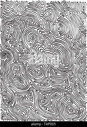 Vector monochrome pattern, curved lines, black and white grunge background. Abstract dynamical rippled surface, illusion of movement, curvature Stock Vector