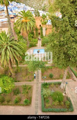 Inside the Moorish fortress, a tropical garden  Taken @Chefchaouen, Morocco, North Africa Stock Photo