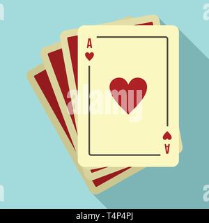 Play fortune cards icon. Flat illustration of play fortune cards vector icon for web design Stock Vector