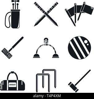 Croquet sport icons set. Simple set of croquet sport vector icons for web design on white background Stock Vector