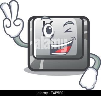Two finger button K in the cartoon shape Stock Vector