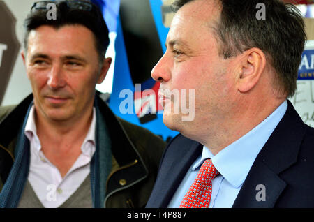 Arron Banks -  businessman and political donor. Co-founder of the Leave.EU campaign, with fellow Leave campaigner Andy Wigmore (left) passing College  Stock Photo