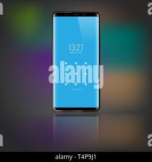 Sartphone with password lockpad screen. 3d Touchscreen smartphone screen lock. High detailed Vector illustration. Stock Vector