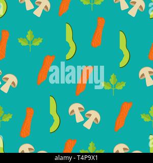 Seamless food pattern. Flat food seamless pattern. Flat food. Vector illustration. Stock Vector