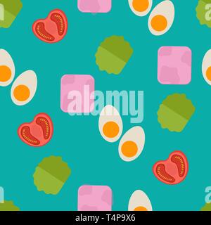 Seamless food pattern. Flat food seamless pattern. Flat food. Vector illustration. Stock Vector