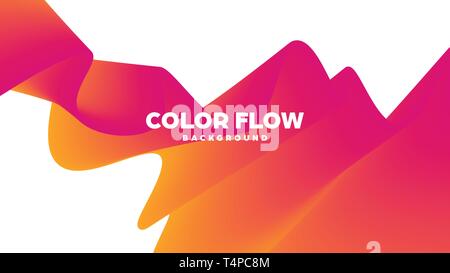 Abstract trendy geometric background with liquid gradient. Colorful dynamic curve wave. Modern motion banner. Vector illustration. Stock Vector