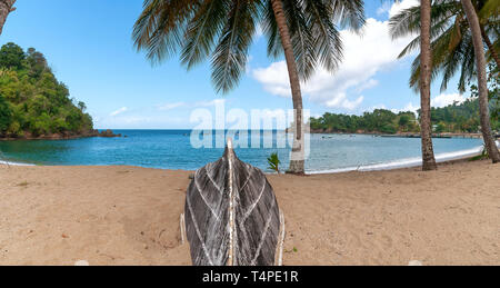 View of Republic of Trinidad and Tobago - Tropical island of Tobago - Parlatuvier bay - Tropical beach in the Caribbean Sea Stock Photo