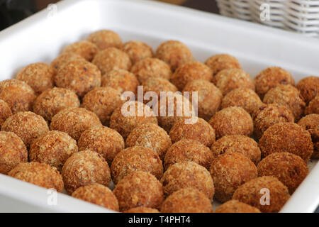 deep fried meat balls in a buffet counter Stock Photo