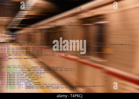 Conceptul image of artificial intelligence employeed in transportation.  In this case a computer controlled subway Stock Photo