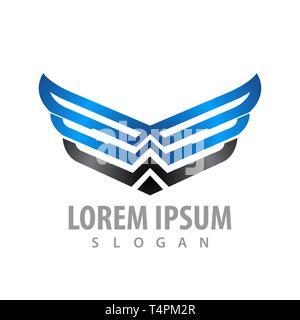 Shiny wing line concept design. Symbol graphic template element Stock Vector