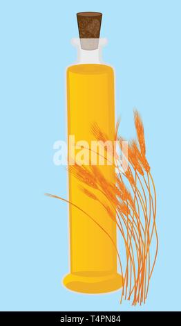 Wheat grain oil. Essential oils for health care Stock Vector