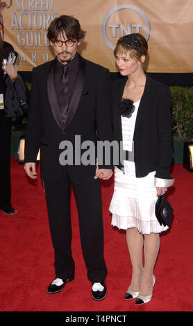 LOS ANGELES, CA. February 05, 2005:  JOHNNY DEPP & VANESSA PARADIS at the 11th Annual Screen Actors Guild Awards at the Shrine Auditorium. Stock Photo