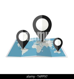 Pins position on the map Stock Vector