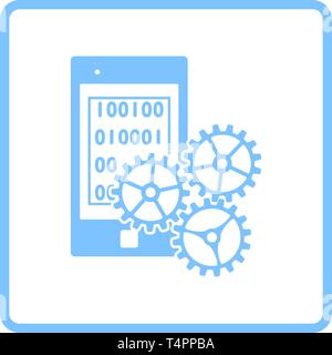 Mobile Development Icon. Blue Frame Design. Vector Illustration. Stock Vector