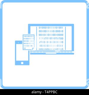 Exchanging Data Icon. Blue Frame Design. Vector Illustration. Stock Vector