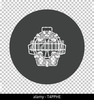 Baseball face protector icon. Subtract stencil design on tranparency grid. Vector illustration. Stock Vector