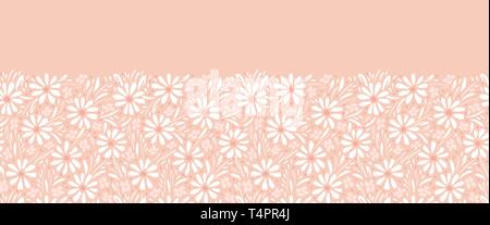 Vector peach pink background pink daisy flowers and wild flowers