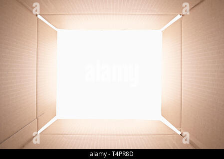 View from inside of a cardboard box Stock Photo