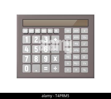 Realistic scientific calculator. Vector illustration. A lot of features, display Stock Vector