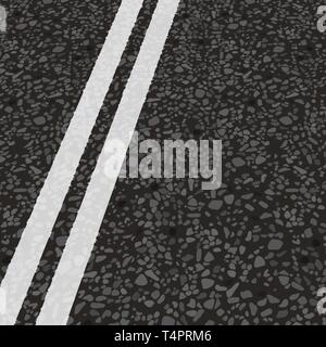 Double solid strip on road. Vector illustration. The texture of the asphalt. Stock Vector