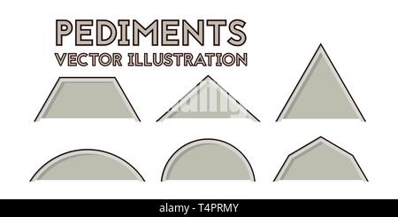 Set of blueprint Gables. Vector illustration. Industry and construction. Stock Vector