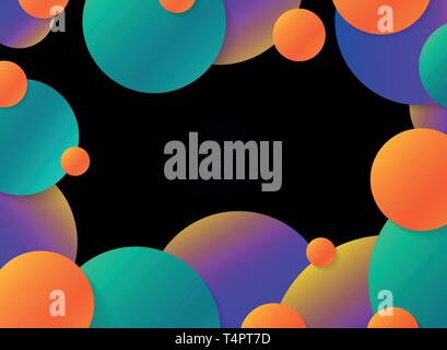 Abstract motion colorful orbs circle on black background. You can use for poster, screen, artwork. illustration vector eps10 Stock Vector
