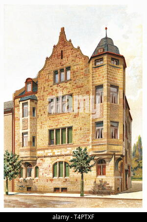 Residential House at Cologne, Germany - vintage engraved illustration. From Modern Urban Houses, 1905 Stock Photo