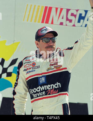 Dale Earnhardt during driver introductions at the Penzoil 400 at ...