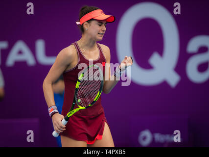 DOHA, QATAR - FEBRUARY 15 : Sorana Cirstea of Romania at the 2018 Qatar Total Open WTA Premier tennis tournament Stock Photo