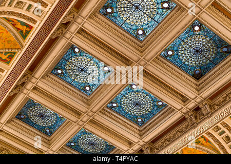 Library of Congress Great Hall Ceiling, Washington, DC Stock Photo
