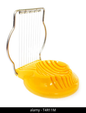 Kitchen appliance for slicing boiled eggs isolated on white Stock Photo