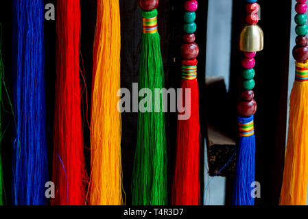 Typical Chinese batik Tie Dye processing, Zhoucheng, Yunnan, China Stock Photo