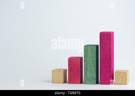 Close up image of colored wooden blocks as a graph Stock Photo