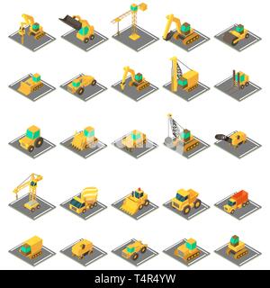 Engineering icons set, isometric style Stock Vector