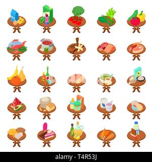 Viand icons set, isometric style Stock Vector