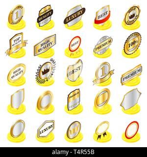 Quality icons set, isometric style Stock Vector