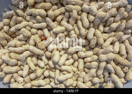 Dried roasted and salted peanuts in their shells. Stock Photo