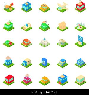 Urban infrastructure icons set, isometric style Stock Vector