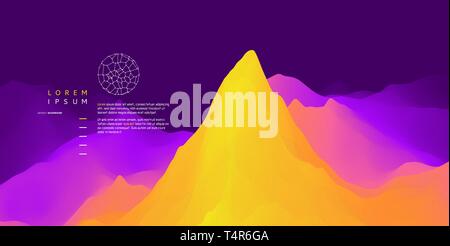 Landscape with mountains and sun. Sunrise. Mountainous terrain. Abstract background. Vector illustration. Stock Vector