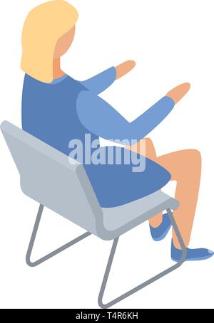 Woman architect on chair icon, isometric style Stock Vector