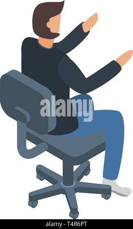 Architect man at chair icon, isometric style Stock Vector